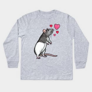 Hooded rat love Kids Long Sleeve T-Shirt